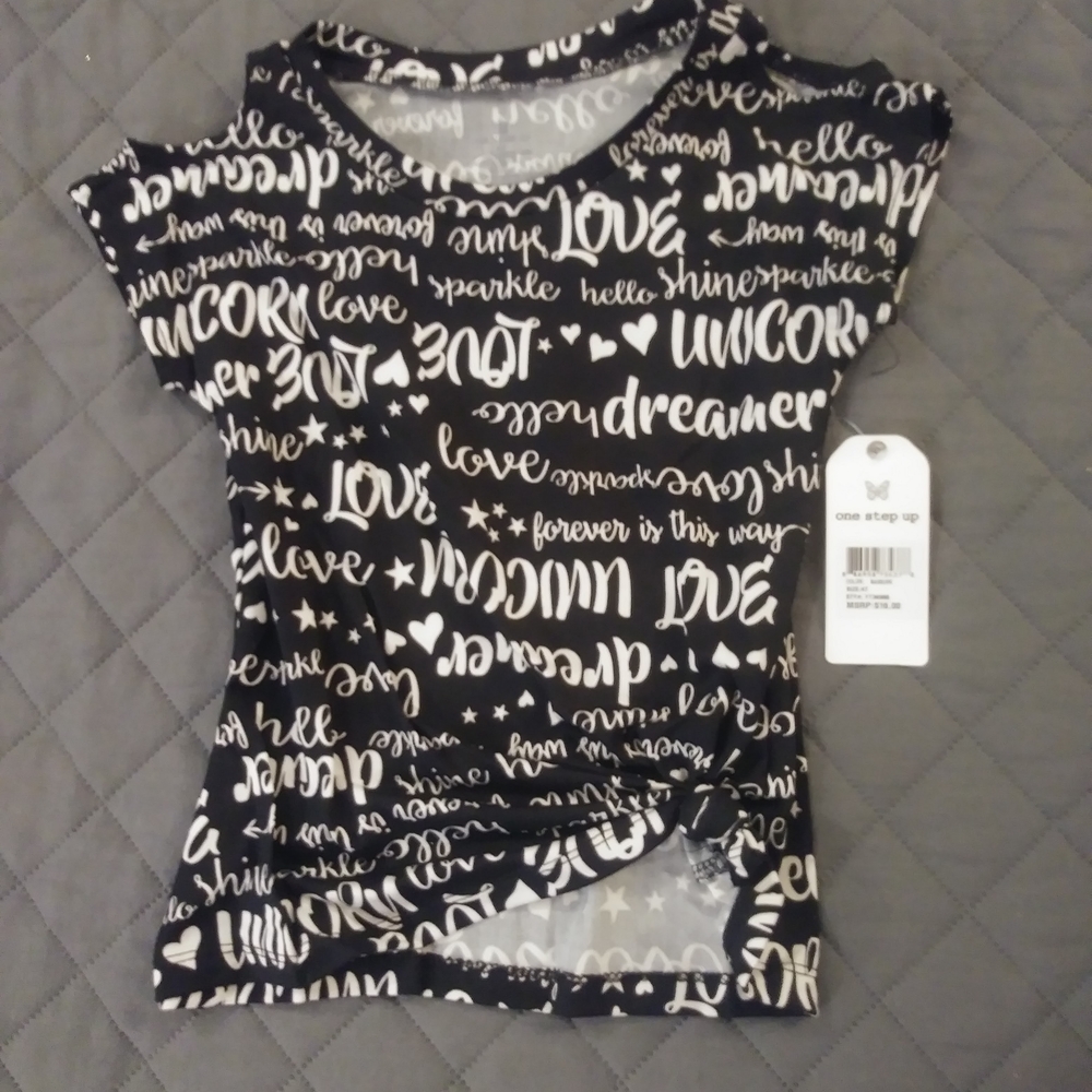 One Step Ahead Black and White Short Sleeve Tee